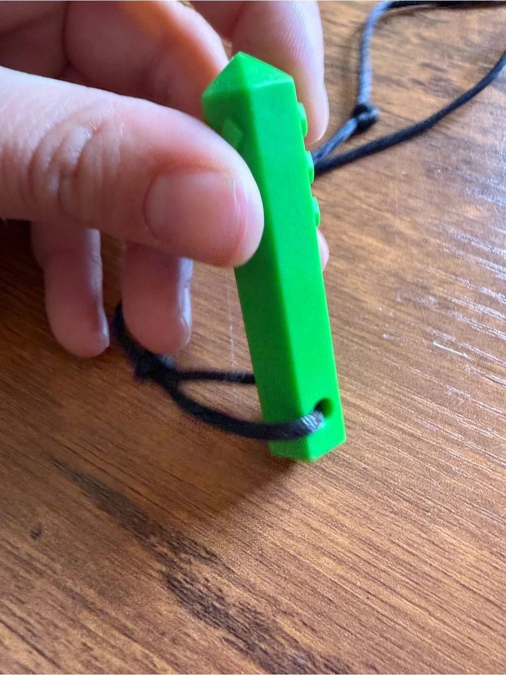 Bright Green Pendant kids chewing Necklace on Black Cord